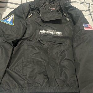 Members Only Black Windbreaker with Patches
